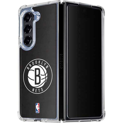 NBA Brooklyn Nets Distressed Galaxy Z Fold5 5G Clear Case